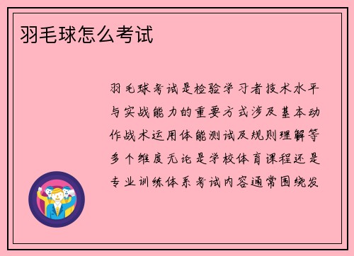羽毛球怎么考试